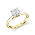 Cushion Cut Engagement Ring with Hidden Halo - Fae