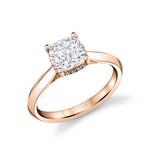 Cushion Cut Engagement Ring with Hidden Halo - Fae