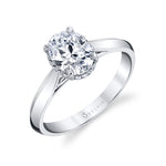 Unique Hidden Halo Oval Engagement Ring - Fae