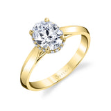 Unique Hidden Halo Oval Engagement Ring - Fae