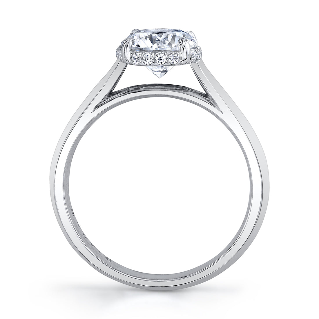Unique Hidden Halo Oval Engagement Ring - Fae