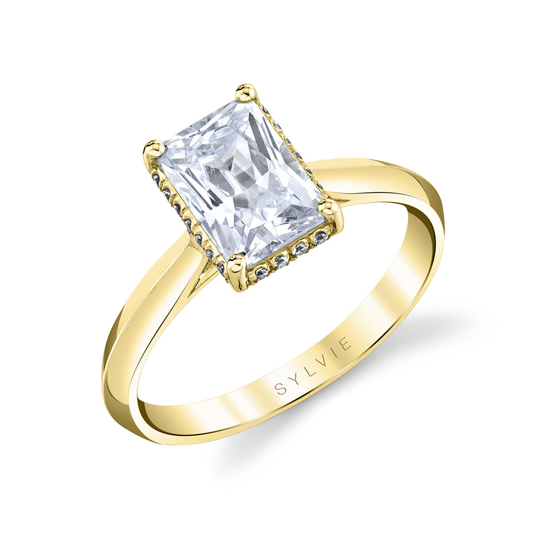Radiant Cut Engagement Ring with Hidden Halo - Fae
