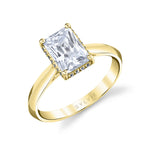 Radiant Cut Engagement Ring with Hidden Halo - Fae