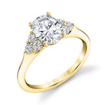 Oval Cut Engagement Ring with Side Stone Cluster - Skylar