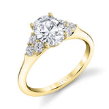Oval Cut Engagement Ring with Side Stone Cluster - Skylar