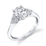 Oval Cut Engagement Ring with Side Stone Cluster - Skylar