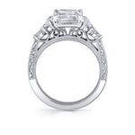 Emerald Cut Three Stone Modern Vintage Engagement Ring - Alexa
