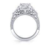 Emerald Cut Three Stone Modern Vintage Engagement Ring - Alexa
