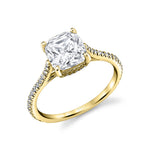 Cushion Cut Classic Hidden Halo Engagement Ring - Steffi