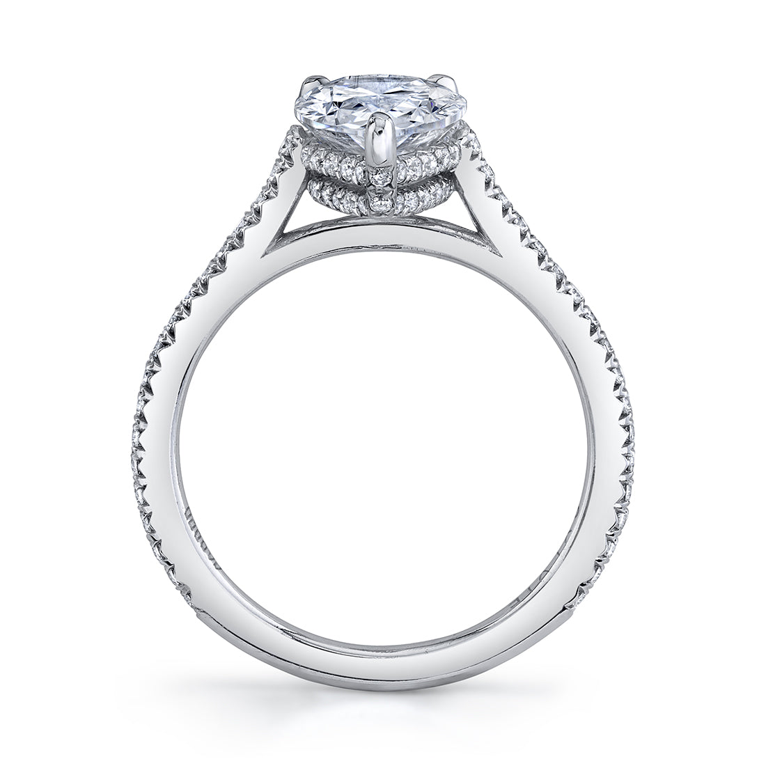 Pear Shaped Classic Hidden Halo Engagement Ring - Steffi