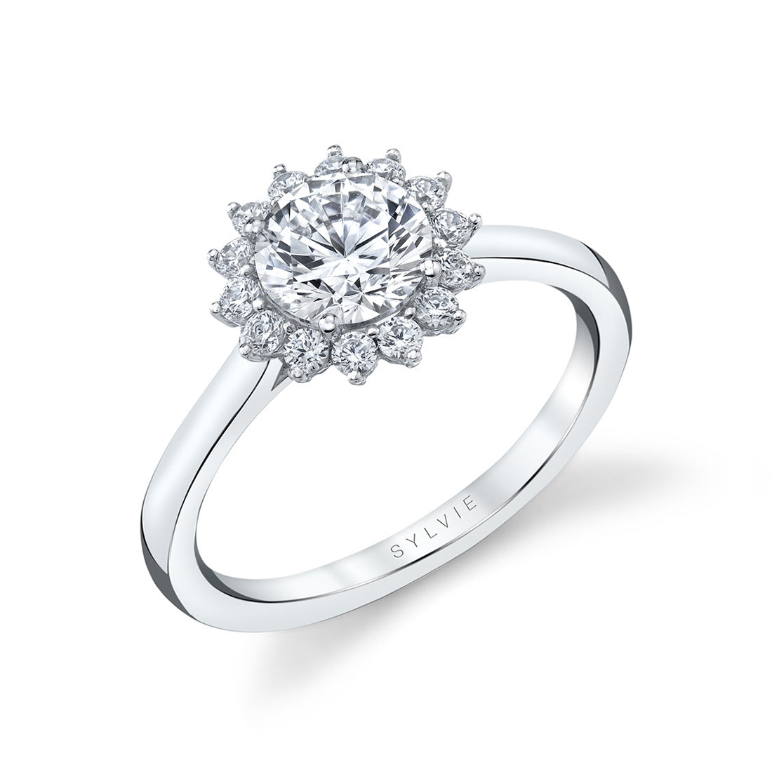 Unique Round Halo Engagement Ring - Farrah