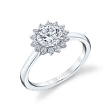 Unique Round Halo Engagement Ring - Farrah