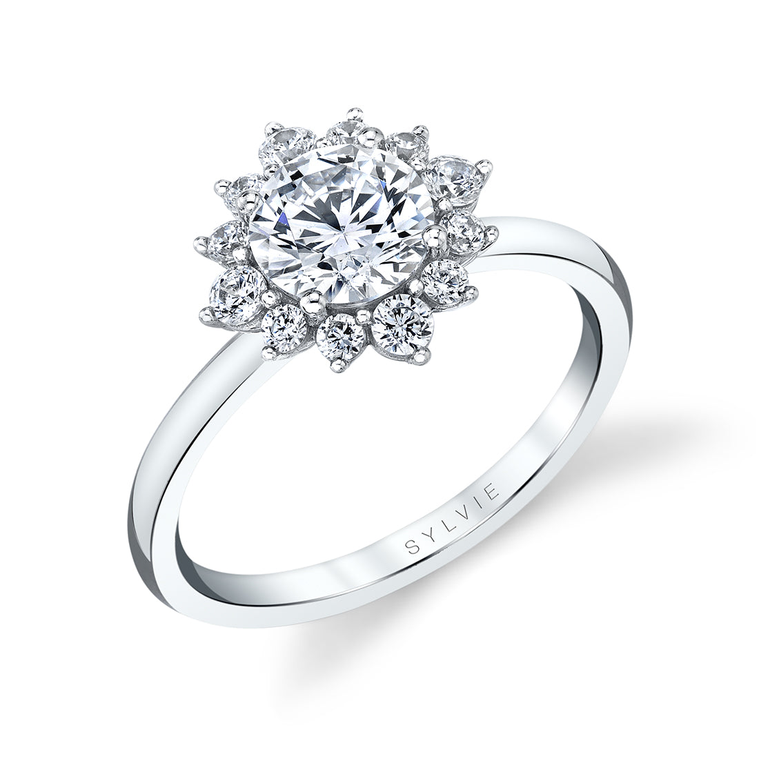 Unique Round Halo Engagement Ring - Farrah