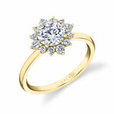 Unique Round Halo Engagement Ring - Farrah