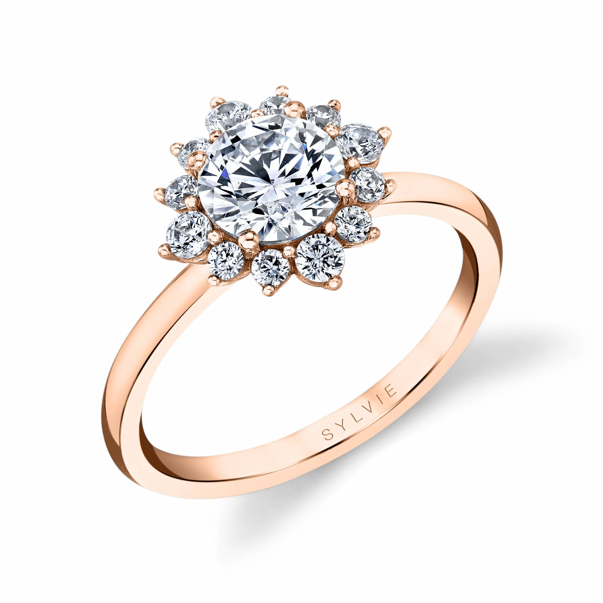 Unique Round Halo Engagement Ring - Farrah