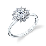 Unique Round Halo Engagement Ring - Farrah