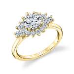 Round Cut Floral Engagement Ring - Amira