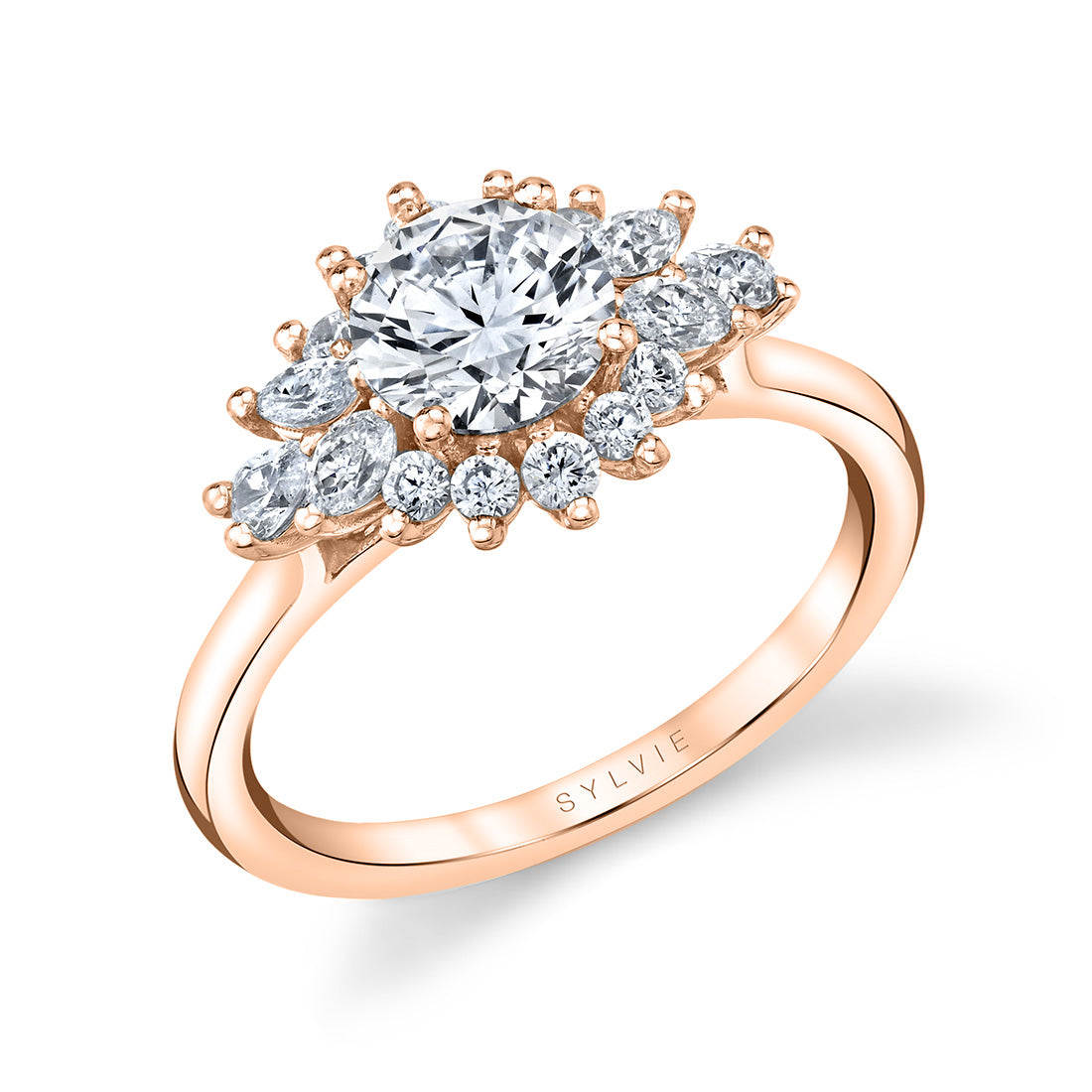 Round Cut Floral Engagement Ring - Amira