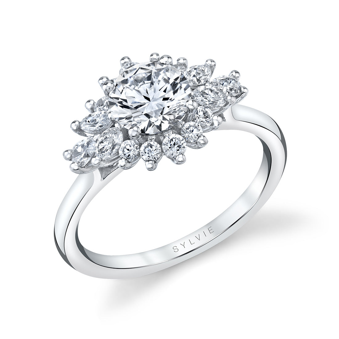 Round Cut Floral Engagement Ring - Amira