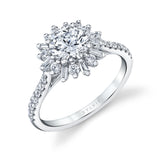Round Cut Floral Halo Engagement Ring - Alana