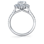 Round Cut Floral Halo Engagement Ring - Alana