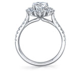 Round Cut Floral Halo Engagement Ring - Alana