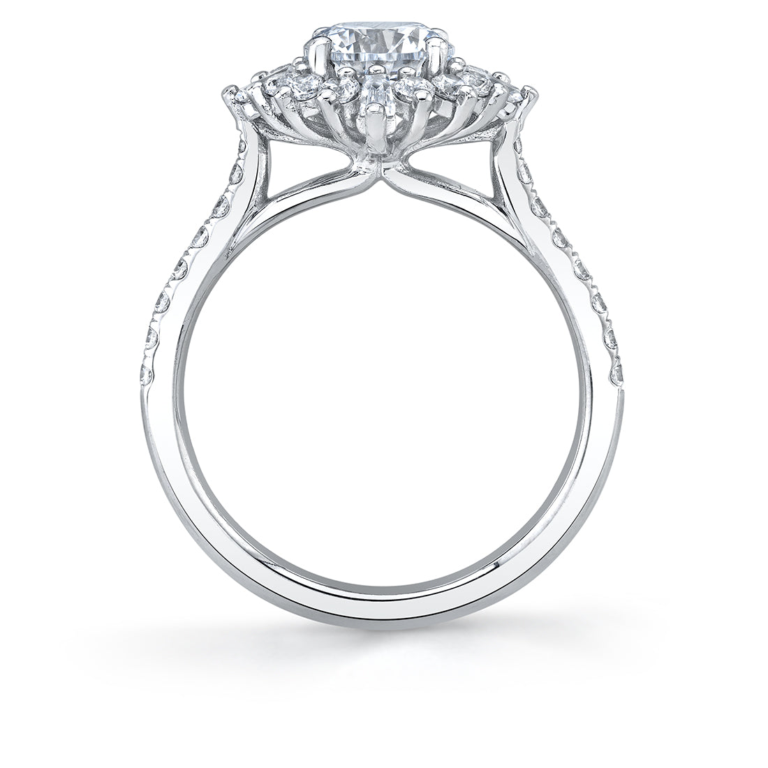 Round Cut Floral Halo Engagement Ring - Aspen