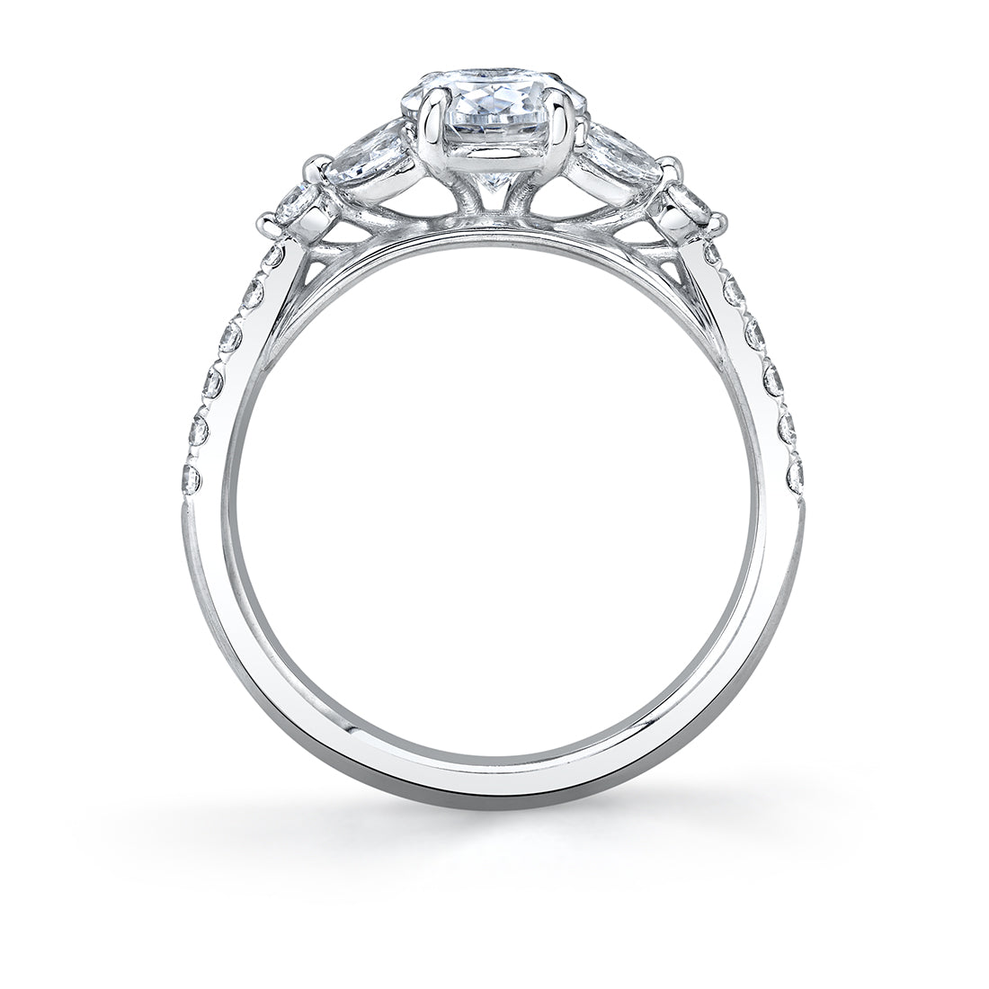 Oval Cut Unique Three Stone Engagement Ring - Bernice