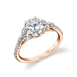 Oval Cut Unique Three Stone Engagement Ring - Bernice