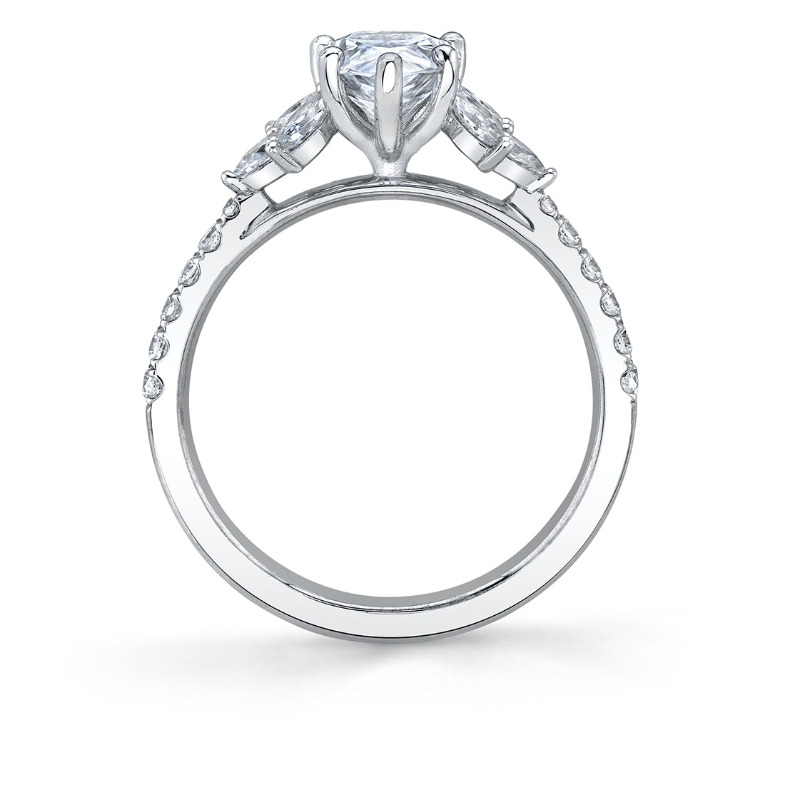 Pear Cut Classic Engagement Ring with Side Stones - Bethany