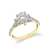 Pear Cut Classic Engagement Ring with Side Stones - Bethany