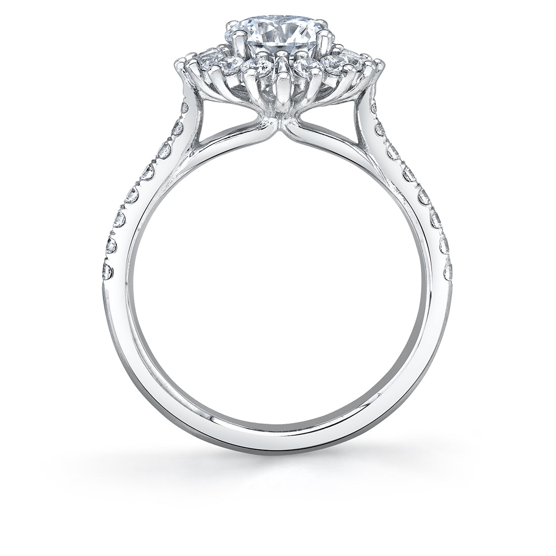 Round Cut Floral Halo Engagement Ring - Ariana