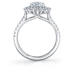 Round Cut Floral Halo Engagement Ring - Ariana