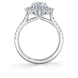 Round Cut Floral Halo Engagement Ring - Ariana