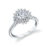 Round Cut Floral Halo Engagement Ring - Ariana