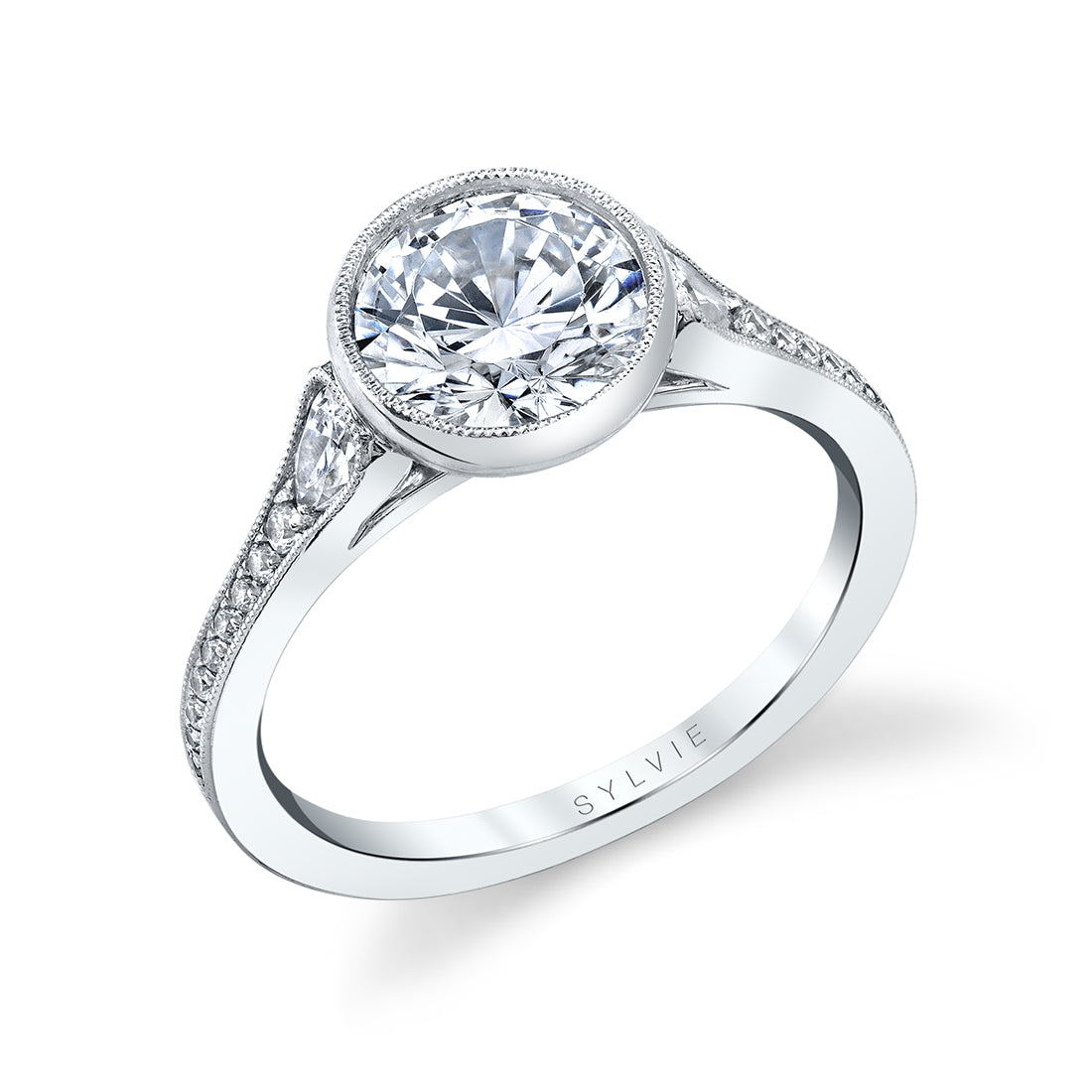 Round Cut Bezel Vintage Engagement Ring - Brianna