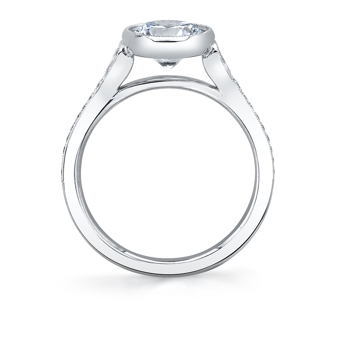 Round Cut Bezel Vintage Engagement Ring - Brianna