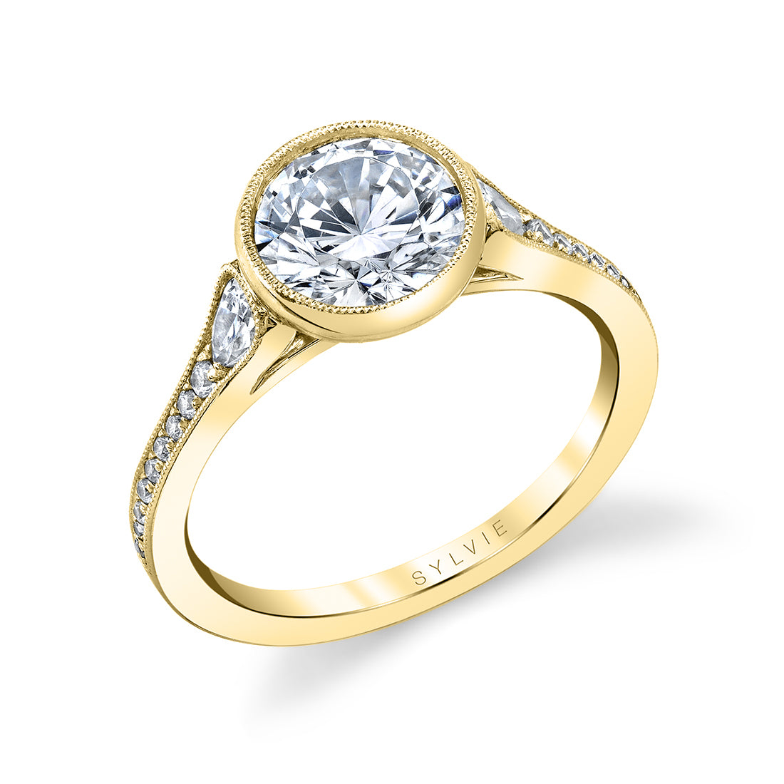 Round Cut Bezel Vintage Engagement Ring - Brianna