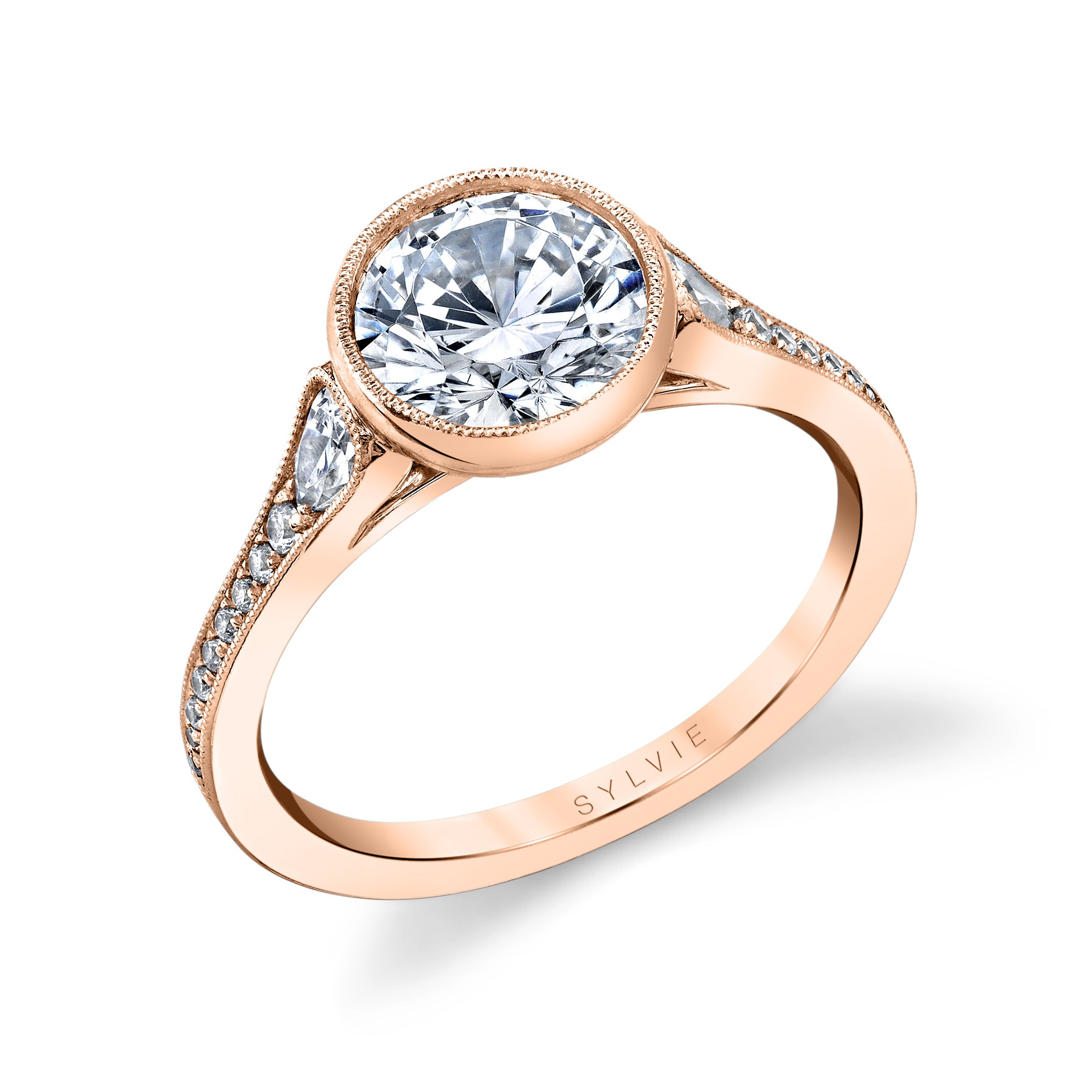 Round Cut Bezel Vintage Engagement Ring - Brianna