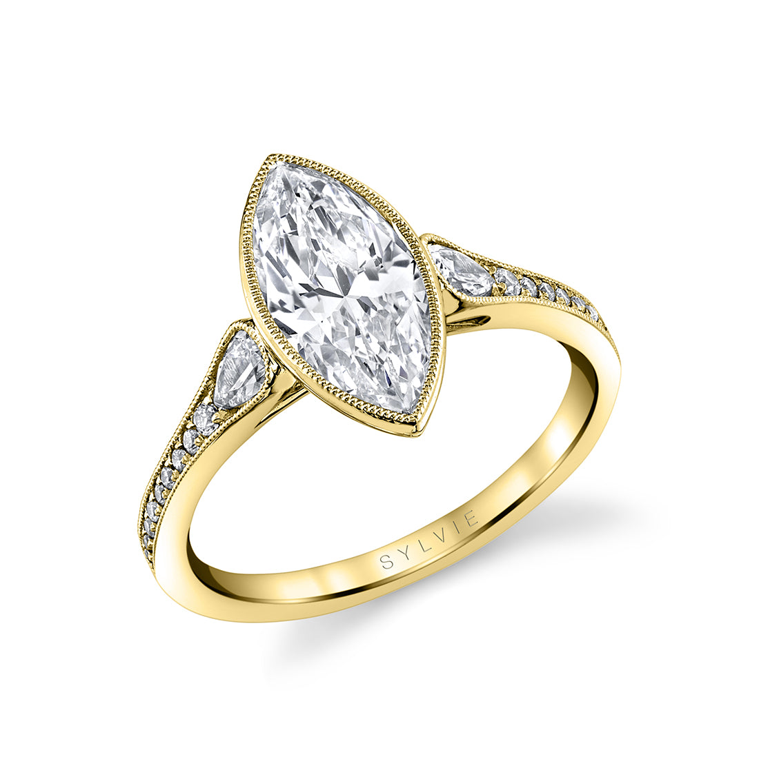 Marquis Cut Milgrain Bezel Engagement Ring - Brianna