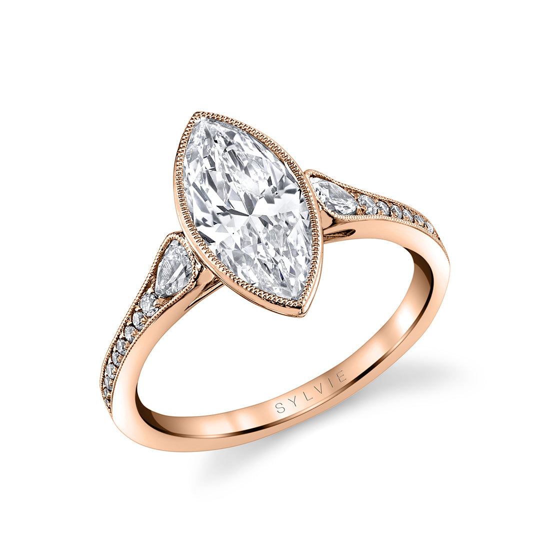 Marquis Cut Milgrain Bezel Engagement Ring - Brianna