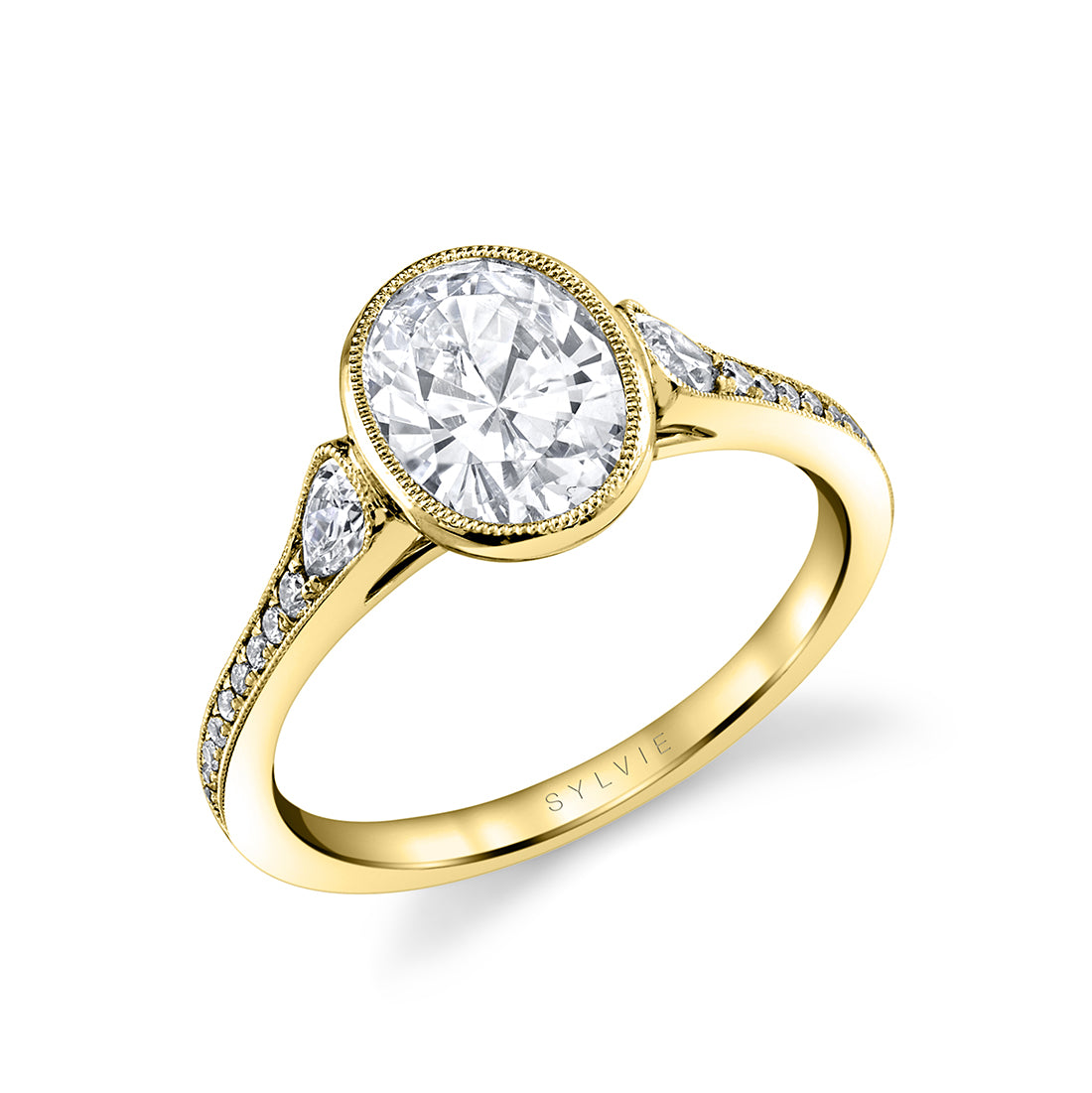 Oval Cut Milgrain Bezel Engagement Ring - Brianna