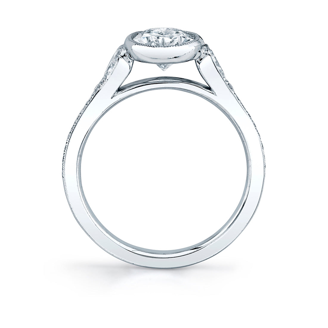 Oval Cut Milgrain Bezel Engagement Ring - Brianna