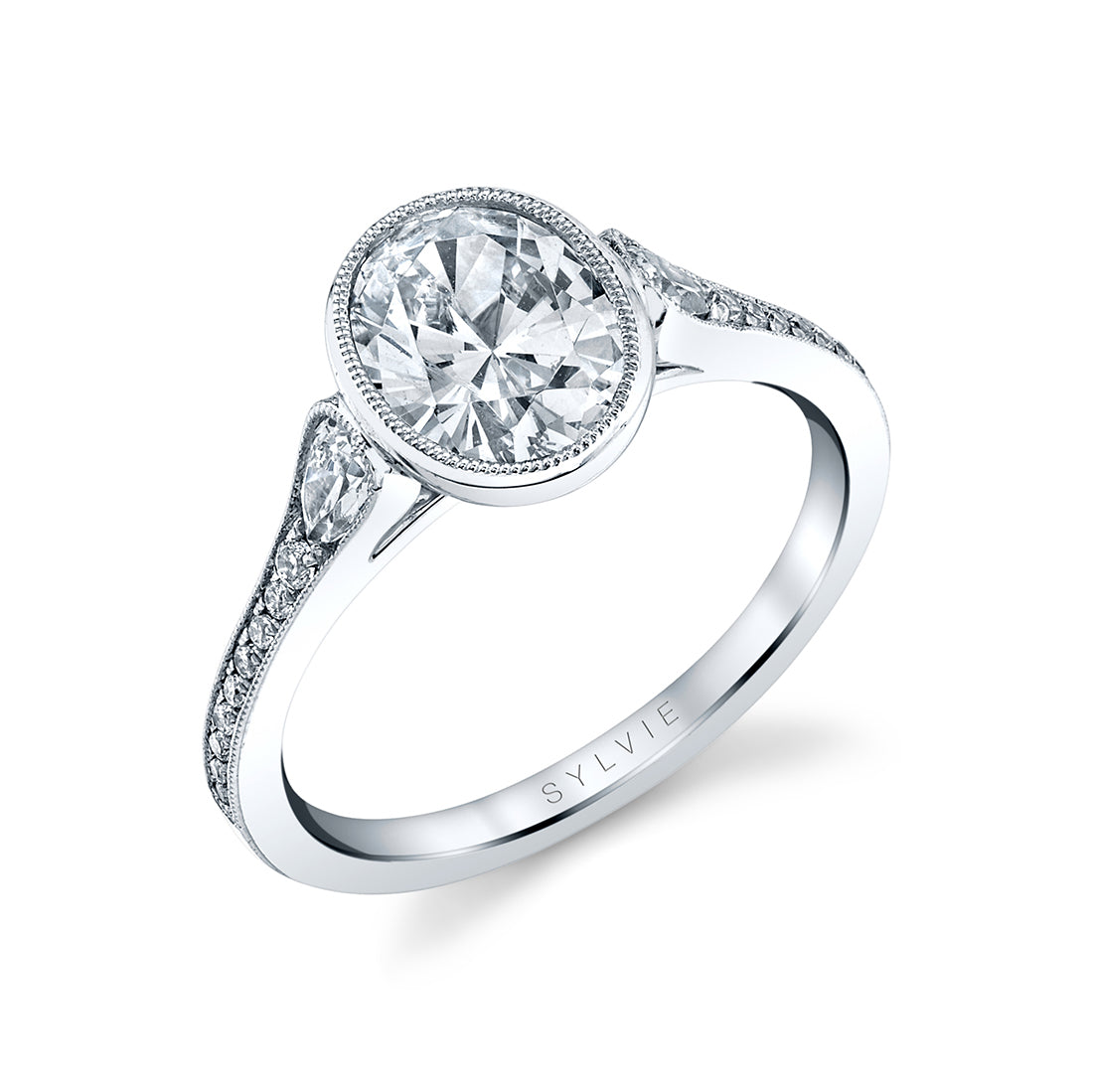 Oval Cut Milgrain Bezel Engagement Ring - Brianna