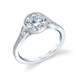 Round Cut Bezel Vintage Engagement Ring - Brianna