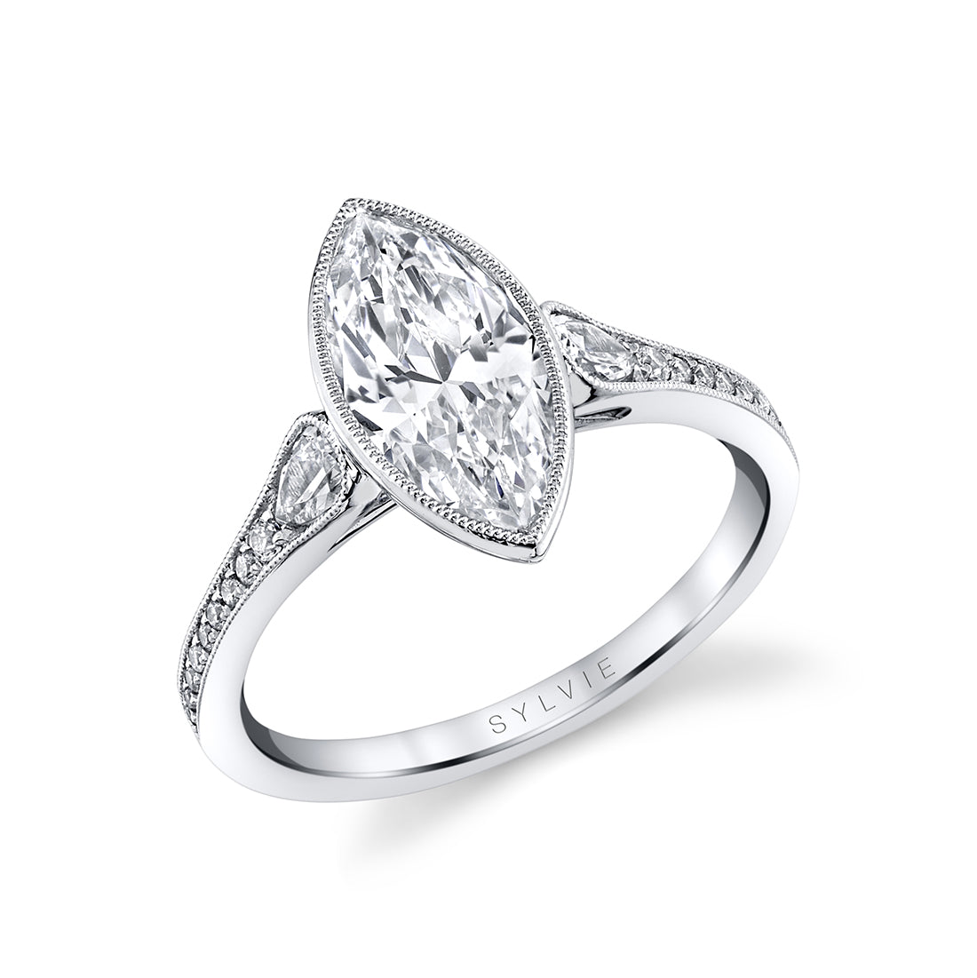 Marquis Cut Milgrain Bezel Engagement Ring - Brianna