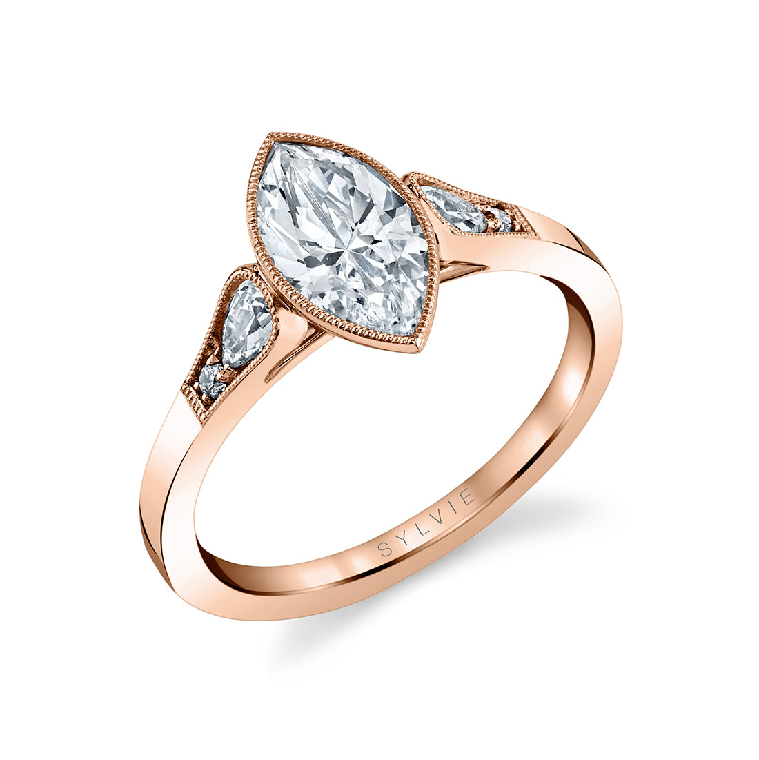 Marquis Cut Milgrain Bezel Engagement Ring - Breanna