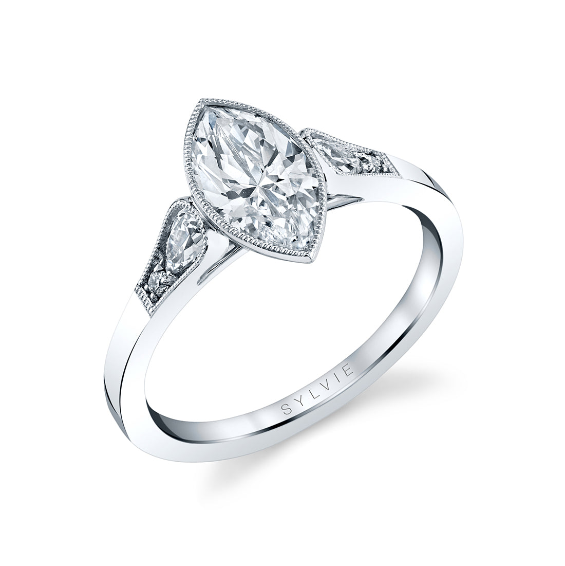 Marquis Cut Milgrain Bezel Engagement Ring - Breanna