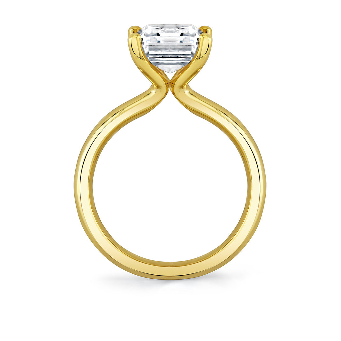 Emerald Cut Wide Band Solitaire Engagement Ring - Mila