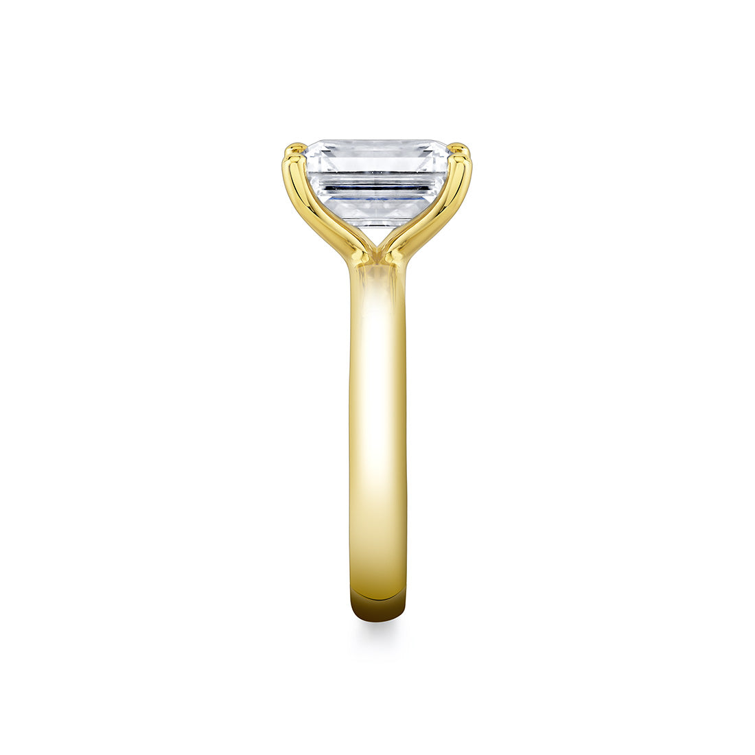 Emerald Cut Wide Band Solitaire Engagement Ring - Mila